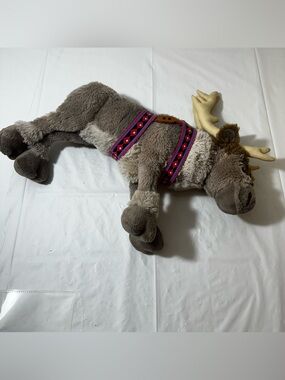 Disney Brown Plush Moose Dog Toy with Pink & Purple Harness